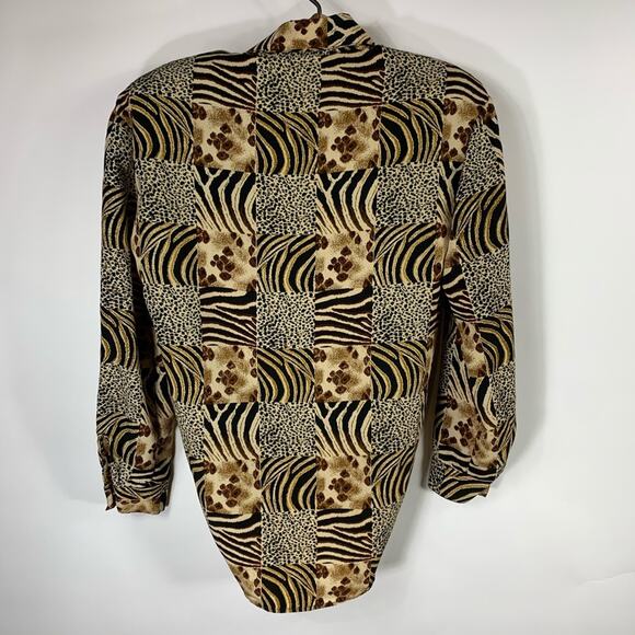 Jordan 90s Mixed Animal Print Blouse Sz Small - Picture 6 of 10